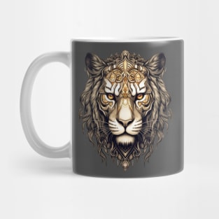 Golden tribal tiger face Mug